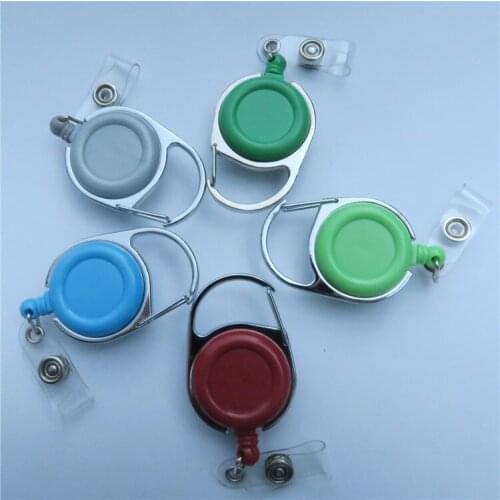 Free shipping 1000pcs/lot customized logo badge reel; promotional retractable plastic badge holder; belt clip BR41
