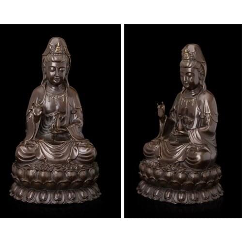 Buddhism sacred holy # HOME Family Safety altar Mascot - efficacious Protection Lotus GUAN YIN Buddha bronze carving statue