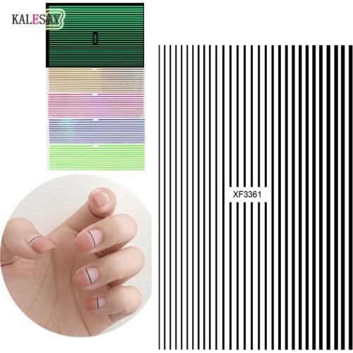Black Gold Silver Sliders 3D Nail Stickers Straight Curved Liners Stripe Tape Wraps Geometric Nail Art Decorations 12 Color