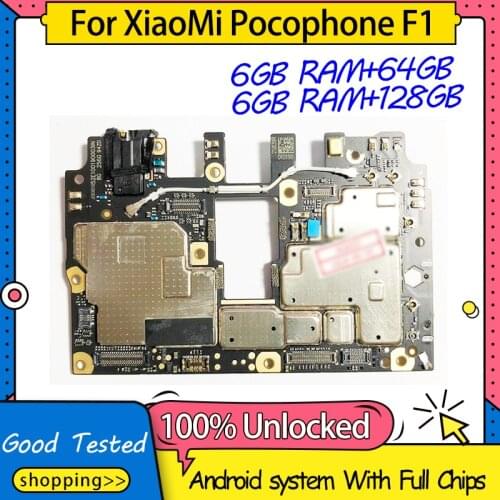 For Xiaomi Pocophone Poco F1 Motherboard Mainboard Logic Board Original Global version Work Well Unlocked Main Circuits Board