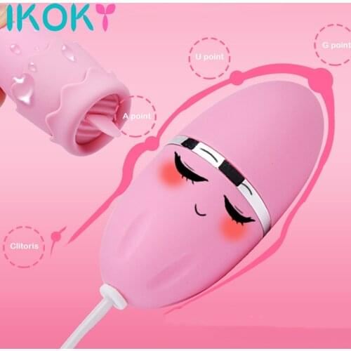 IKOKY 12 Speeds Vagina Ball Nipple Clitoris Stimulator Tongue Licking Vibrator Sex Toys for Women G Spot Massager Vibrating Egg