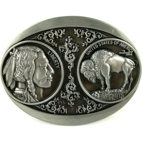 Indian Buffalo Belt Buckle 3D Coin Western Cowboy Classic