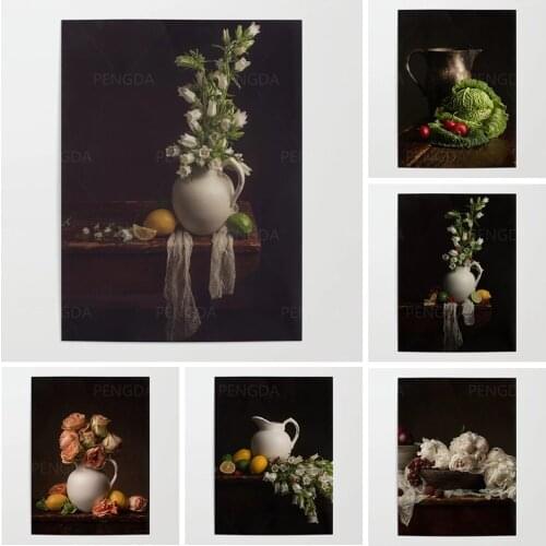 Hd Prints Cabbage Still Life Canvas Painting Home Decoration Pink Rose Poster Living Room Wall Art Modular No Framework Pictures