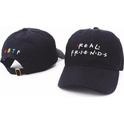 High Quality Letter Real Friends Hat Trending Rare Baseball Cap Snapback Cap Kanye Tumblr Hip Hop Dad Hat Men and Women
