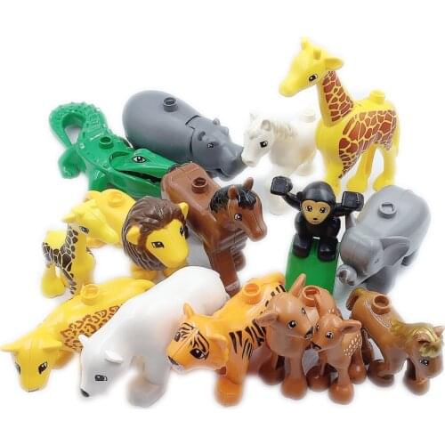 Dinosaur Big Size Building Blocks Penguin Animal Zoo Scene Accessories Lion Panda Compatible With Toys For Children Kids Gifts