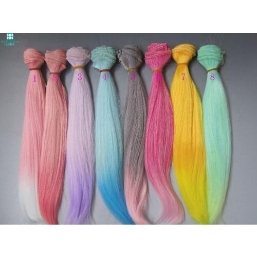 25cm*100cm doll wigs straight hair for 1/3 1/4 1/6 BJD doll two color gradients