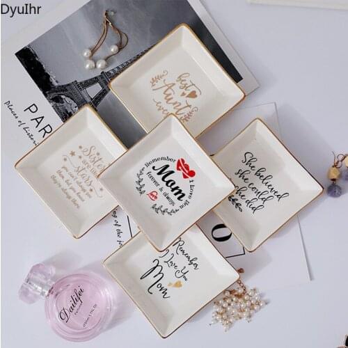 Nordic Square Ceramic Jewelry Storage Tray Girls Gift Home Entrance Key Dresser Necklace Earrings Living Room Storage Decoration