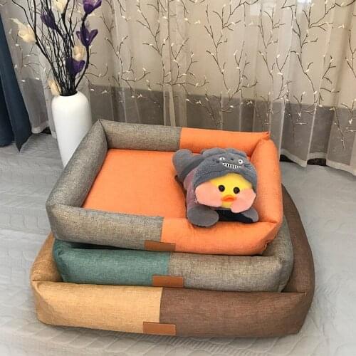 Pet Linen Kennel Dog Cat House Bed Puppy Detachable Mat Winter Warm Dog Soft Nest Sofa Dog Cushion Deep Sleeping Pet Supplies