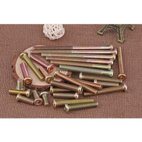 M6*12-M6*80 Furniture Hardware Screws Color Zinc Flat Round Head Hexagon Screws Furniture Link Screws 20 Pcs