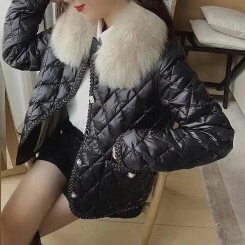Fashion New Women Thin Warm Down Jacket White Duck Jackets Autumn And Winter Fur collar Coats Female Outwear