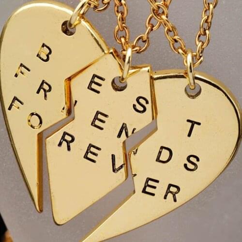 Fashion 3Pieces Broken Heart Pendant Necklace Chic Best Friends Forever Necklace Good Gift For Your Lover