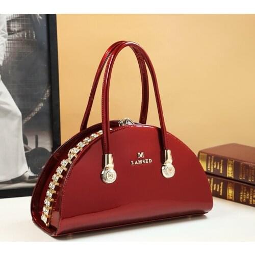 Fashion Leather Diamonds Evening Bag Women Handbags Female Dumpling Bag Middle-aged Mother Bag Shoulder Messenger Portable Bags