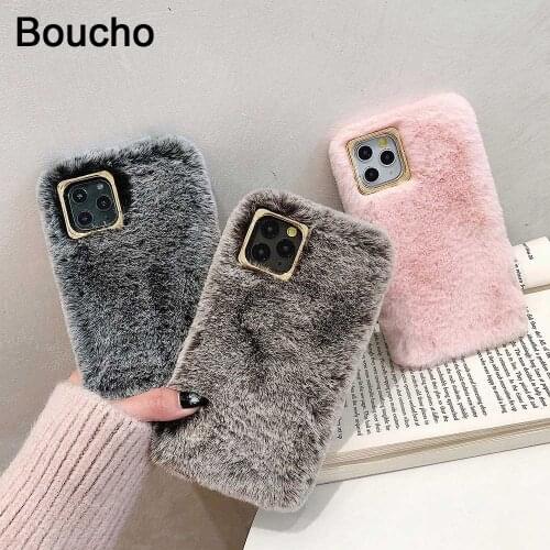 Fashion Furry Phone Case for iPhone 11 Pro Max 12pro 6 6S 7 8 Plus XS Max XR X Case Soft Silicone Shell fluffy Furry Warm Cover