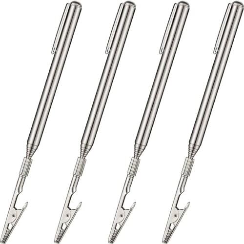 4 Pieces Telescopic Alligator Clips Multimeter Alligator Clamps with Pen Clip for Repairing Jewelry Fastening Picking