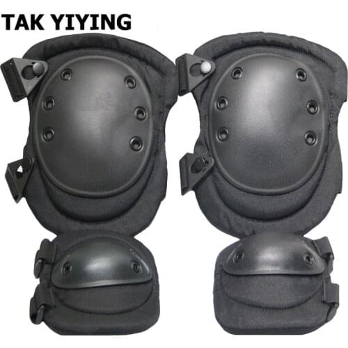 TAK YIYING 4pcs/set Adjustable Airsoft Tactical Combat Protective Knee + Elbow Pad Skate Tactical Knee Elbow Pads