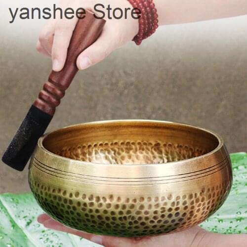 Nepal handmade bowl with Buddhist meditation Yoga singing brass bowl timbre craft music therapy Tibetan bowl