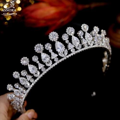 New Bride Headdress Luxury Water Drop Crown Tiaras Headband Women Wedding Hair Jewelry Headpiece Hair Accessory ASNORA A01208