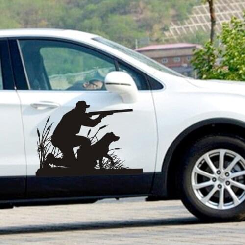 Hunt Dog Decal Hunting Dog Shotgun Sticker Hollow Sticker Hunter Car Window Vinyl Decal Funny Poster Motorcycle