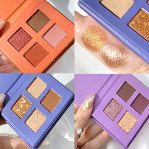 Matte Pearlescent Eyeshadow Palette Professional 4 Colors Portable Makeup Highlight Brightening Natural Lasting Eyes Cosmetics
