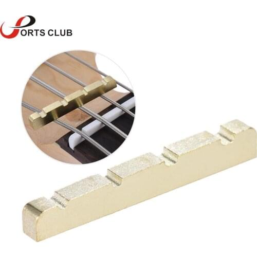 Pre-slotted Brass Guitar String Nut for 4-string Electric Bass Guitar Part Replacement 38 * 3.6 * 6.3-4.8mm
