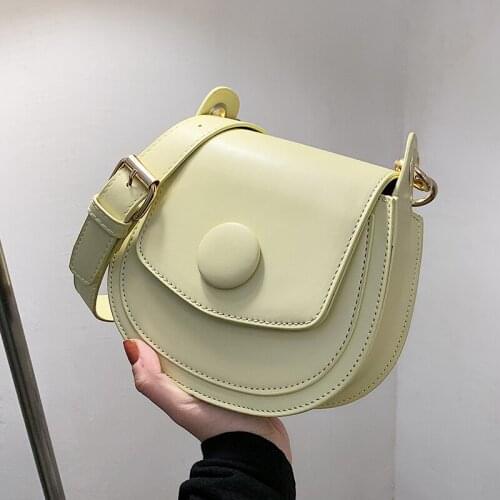 Simple Mini Solid Color PU Leather Saddle Crossbody Bags For Women 2021 Summer Travel Luxury Shoulder Handbags And Purses