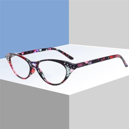 Retro Floral Cat Eye Reading Glasses diamond Women Men Ultralight Presbyopic Glasses +1.0 1.5 2.0 2.5 3.0 3.5 4.0