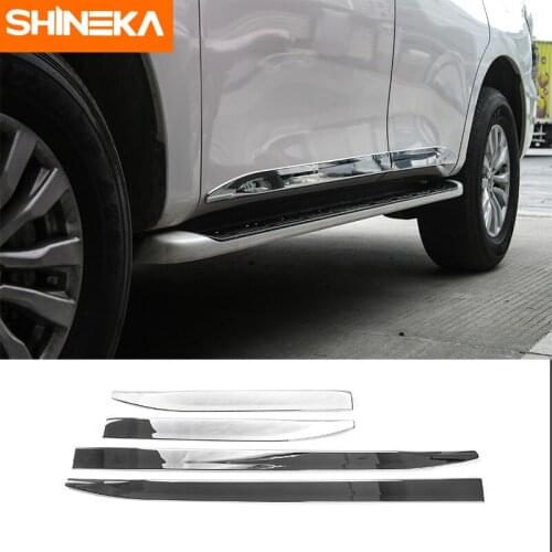 SHINEKA Chrome Side Door Body Mouldings Protection Liner Garnish Cover Trims 4Pcs for Nissan Patrol 2017 Car Styling