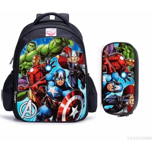 16 Inch Superhero Captain America Children School Bags Orthopedic Backpack Kids School Boys Girls Mochila Infantil Catoon Bags