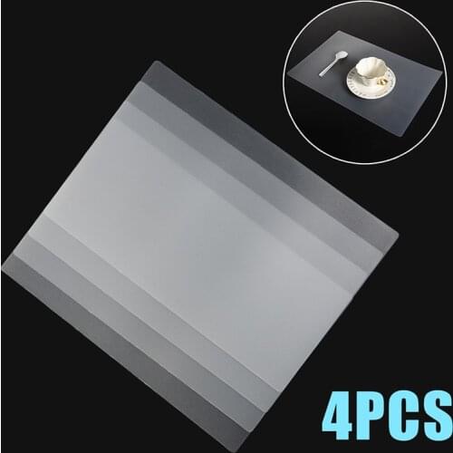 44x28.5cm Polyester Placemat Dining Table Place Pad Mats Transparent Place Mats Plate Mat for Kitchen 4pcs