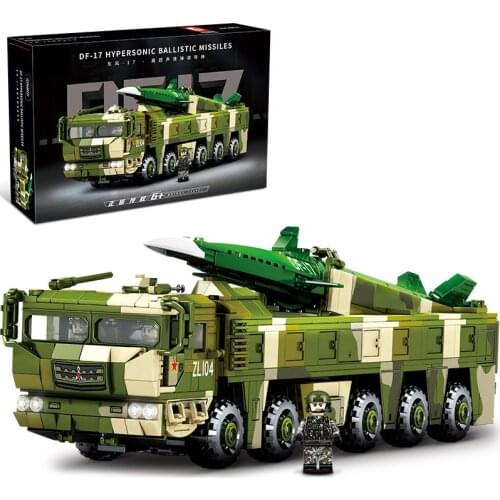 Light Military War Weapon Dongfeng 17 Ballistic Missile Tank Model Bricks Building Blocks Toys for Children Boys Kids1277Pcs