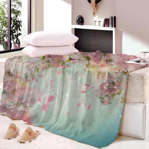 3D Printed Spring Flowers Art Throw Blanket Super Soft Travel Beach Towel Bedsheet Nap Blanket Home Textile Dropping Custom