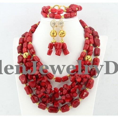 Fine 2017 African Beads Jewelry Set Nigerian Party African Red Jewelry Sets Crystal Beads Jewelry Sets W9861
