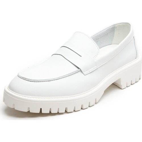 Spring Womens Shoes British Style New Thick-soled Leather Shoes Leather Fashion Single Shoes Women Zapatos Mujer Plus Size 44