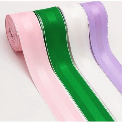 1 '25mm 38mm silver edge cartoon ribbons DIY handmade material gift packaging garment accessories. 10 yards Grosgrain ribbons