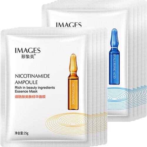 10PCS Mixed Pack Nicotinamide Hyaluronic Acid Essence Facial Pack Mask Beauty Shrink Pores Oil Control Wrapped Mask Skin Care