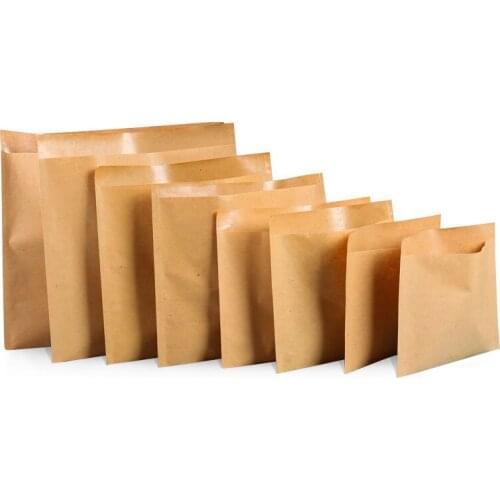 100pcs- Blank Kraft paper pouch greaseproof paper bag Sandwich Bread Takeout baking food packaging bags