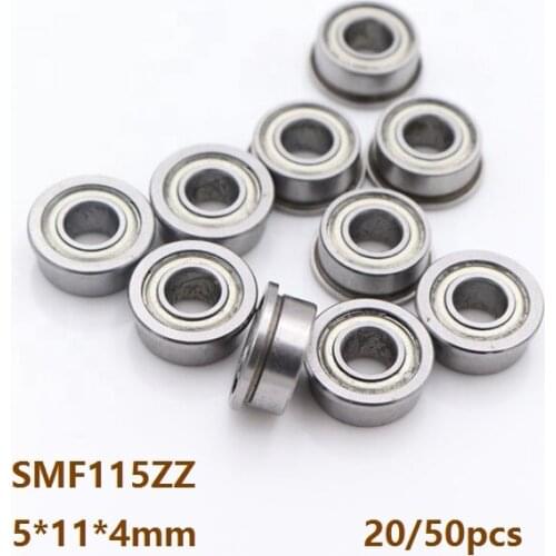 20pcs/50pcs SMF115ZZ Stainless steel bearings Mini Flange Bearings 5x11x4mm Miniature Deep groove Ball Bearing 5*11*4mm