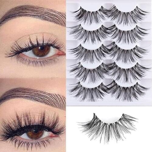 5Pairs 3D False Eyelashes Natural Long Wispy Full Strip Lashes Extension Handmade Cruelty-free Criss-cross Eyelashes Makeup Tool
