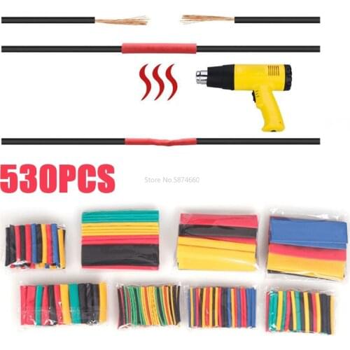 530pcs Heat Shrink Tubing Tube Wire Insulation Sleeving Kit Car Electrical Shrinkable Cable Wrap Set Assorted Polyolefin