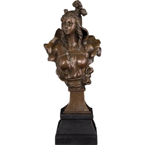 ArtsHom DS-680 Bronze art decor european lady bust statue sculpture Woman Head Bust Figurinesfor home decoration