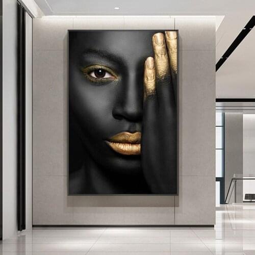 Black African Nude Blindfold Woman Oil Painting on Canvas Posters and Prints Scandinavian Wall Art Picture for living room