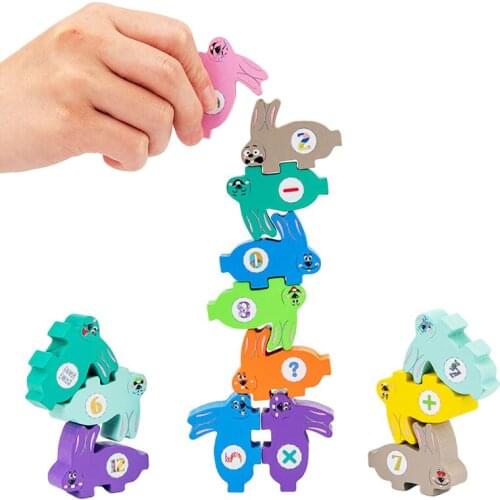 Children Wooden Bunny Jenga Wooden Educational Toys Rabbit Balance Stacking Game Hand-Eye Coordination Training Educational Toys