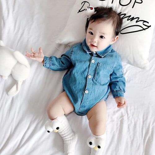 Baby Romper Soft Denim Newborn Baby Clothes Long Sleeve Baby Girl Boy Romper Infant New Born Baby Jumpsuit For Boy Overalls