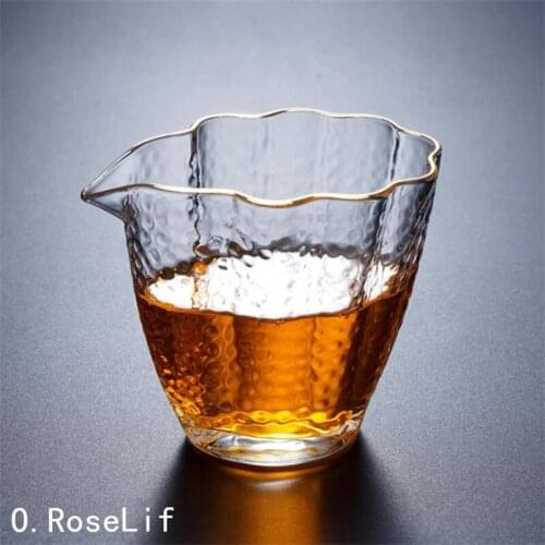 High Borosilicate Glass Hammer Patterned Gold Rim Fair Cup Household Glass Uniform Cup Kung Fu Tea Set Tea Sea Tea Dispenser