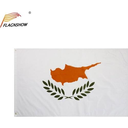 Flagnshow Cyprus Flag One Piece 3X5 FT Hanging Polyester Cypriot National Banner with Brass Grommets