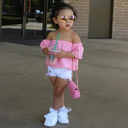 New 2pcs Clothing Sets For Girls Cotton T-shirt + Pants Children Clothes Set Butterfly Sleeve Shirt Summer Set Crianca Roupas