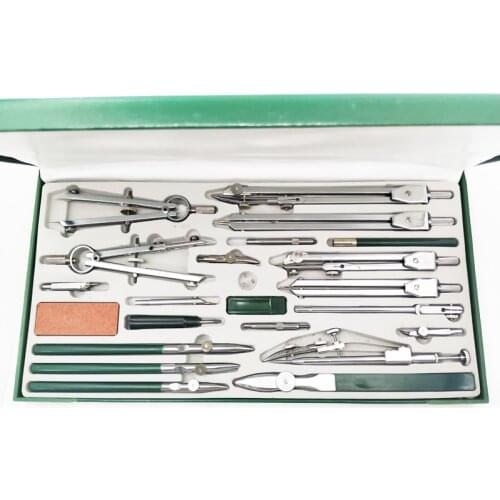 23pcs/lot Drawing instruments mechanical construction engineering drawings metal compasses tool sets