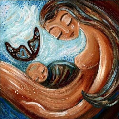 Mother and child in a dream Diamond Painting Round Full Drill Cartoon Portrait DIY Mosaic Embroidery 5D Cross Stitch Nouveaute