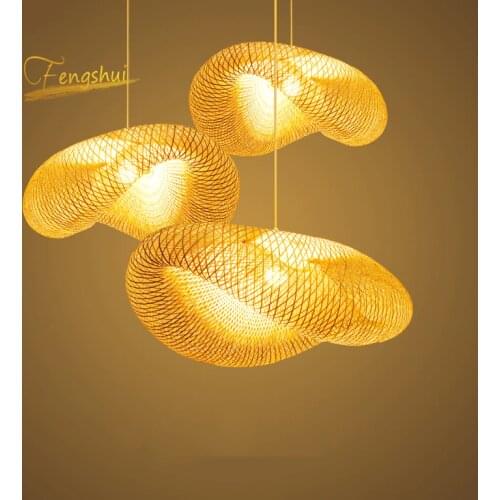 CHINA Bamboo Art Pendant Light Restaurant Hotel Rattan Pendant Lamp for Living Room Indoor Decor Hanging Lamp Kitchen Fixtures