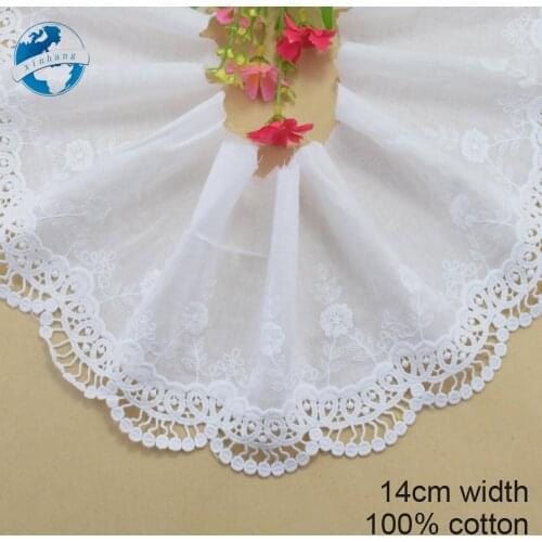 14cm white lace 100% cotton embroidery lace french lace ribbon fabric guipure diy trims warp knitting sewing Accessories#3318